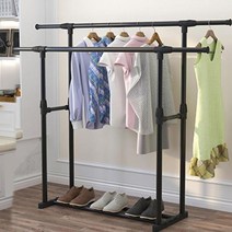 더블 행거 철제 미니 스탠드 1단 2단 드레스룸 원룸 옷걸이, 2단 기본형
