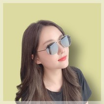 여성 각진 미러 선글라스 여자 얼굴 유행 그레이-블랙