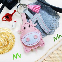 가죽 소 열쇠고리 만들기 -1인세트, F-6. 그레이, 1