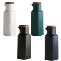 내추럴 우드뚜껑 도자기 간장병 꿀소분 1인가구 양념용기 SNS감성 자취생, 1개, 매트 화이트