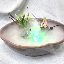 장미옹기수반과 미니 화산석바위 안개분수 세트