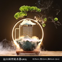미니 실내 분수대 가습기 소형 인공 분수 안개 발생기 가정 사무실 LED 램프 역류향, 참선+둥근램프+역류향+안개