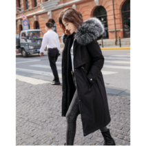 여성 라쿤 야상 애쉬 안감퍼 기모털 경량 블랙 베이지 롱패딩 2Color