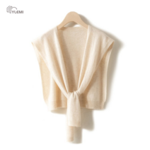 YAPOGI 숄더 넥 모직 망토 여성 하이 엔드 패션 캐시미어 니트 숄 워머