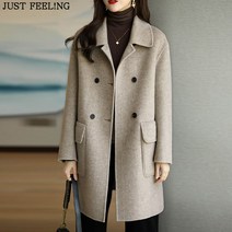 JUST FEEL!NG 트렌치코트 여성 아우터 도톰 슬림 루즈핏 하프코트 데일리 투버튼 심플 울코트 모직코트 캐시미어 코트