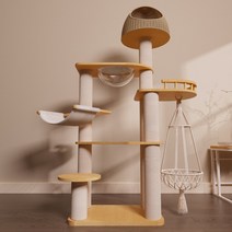 베이지 캣타워 스크래치 고양이스크래쳐 캣휠 고양이숨숨집 스크래쳐 원목캣타워, R3 170x60x40(페인트 O)