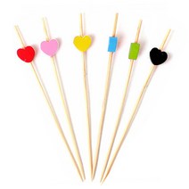 하트 대나무 과일꼬지 100p (수제햄버거 샌드위치 떡꼬치 과일꽂이 디저트 산적 요지 이쑤시개), 오렌지