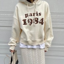 유니크한 후로킹 1984 호피 레오파드 나염 양기모 후드티 2컬러 블랙 아이보리
