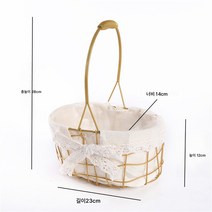북유럽 철예 꽃바구니 핸드메이드 라탄 화분 과일바구니 피크닉 바구니 위빙 꽃꽂이 장식 수납 바구니, 작은 타원형 철 바구니, 중간