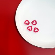 반 진주 [양면 하트 진주] 장식 비즈 공예 재료, 레드
