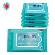 하비앙쥬 손소독 손세정용 휴대용 물티슈 에탄올함유 항균효과, 5개, 20매입