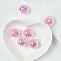 16mm)오로라코팅 미러볼 아크릴 구슬비즈(6개), 진핑크