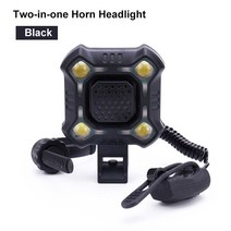 스퍼사이클벨 크레인벨WEST BIKING-자전거 벨 140dB 4 램프 사이클링 라이트 1200mAh 전기 경적 방수, 02 Black