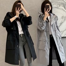 여성 트렌치코트 후드집업 바람막이 자켓 롱코트 루즈핏 점퍼 빅사이즈