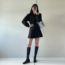 [랜덤플레이] 허리 밴딩 싱글 셔츠 원피스