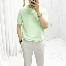 아도르클래식 포켓 라운드 5컬러 니트 반팔티