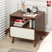 JS리빙 사이드 테이블 침대옆 미니 수납 2단 침실 예쁜 거실 원목 서랍장 낮은 수납장 쇼파 인테리어 엔틱 협탁 선반 침대 보조 브라운 화이트 서랍 /MD: 615*7N5VKQ31
