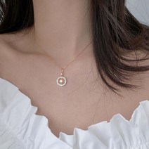 선플라워 지르코늄 목걸이 쇄골 체인