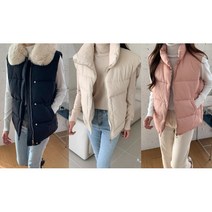 여성패딩조끼 밍크카라 베이직 오버핏