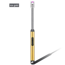 360 ° 아크 방풍 무불꽃 플라즈마 점화 바베큐 라이터 USB 롱 주방 양초 가스 스토브, Gold