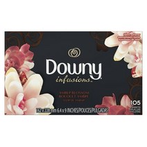 다우니 패브릭 소프트너 건조기시트 90정 Downy Infusions Fabric Softener Dryer Sheets Amber Blossom, 1팩