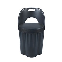 천하퍼니처 등받이형 수납의자 바디블랙/쿠션선택 - 깡통의자 수납스툴 화장대의자 인테리어의자, 등받이형 바디(블랙)/쿠션(블랙)