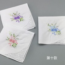 여성 자수 면 손수건 스카프 휴대용 에티켓 수건