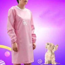 강아지 고양이 미용 카페 앞치마 가운 미용샵 털제거 스타일, L, 실버-(반팔)