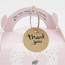 크라프트 땡큐택 감사 포장 선물 데코 꼬리표 100p B 종이텍 행택끈 상표택 행택고리 어린이집선물포장 상품텍 크