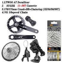 mtb LTWOO-A7 1x10 단 MTB 자전거 변속기 시프터 XT 크랭크 세트 10V 체인 플라이휠 42T 46T 50T 그룹, 32T, 170mm, Cassette 36T Set_32T_170mm