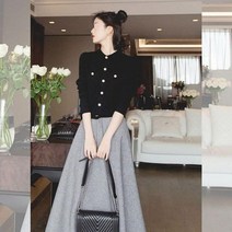 RSET20 투피스 정장 자켓 A라인 롱 스커트 세트 하객룩 예복 학부모 진주버튼