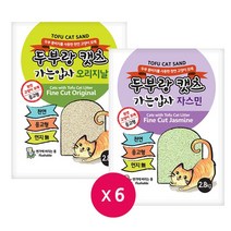 두부랑캣츠 가는입자 7L x 6개 고양이 두부모래, 상세설명 참조, 오리지널×6개