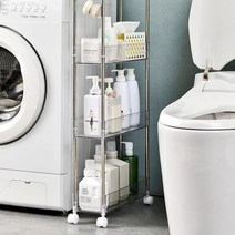 3단 4단 틈새수납선반트롤리 세탁실 주방 세탁기 바퀴달린 슬림 틈새 선반 정리 수납장 공간활용, 3단 슬라이등 틈새 수납장