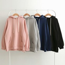 돌체비타샵 기모 러블리 무지 오버핏 옆트임 후드 맨투맨 후드티