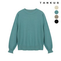 [탱커스] 여성 프릴 슬리브 라운드넥 니트