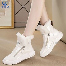 셀럽당 스노슈즈 여 겨울 기모 방수 앵클부츠 화이트 기모 면화