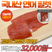 [당일출고] 국내산 자연산 연어 필렛 500g 양식X 강원도 고성 급냉 진공포장, 1개
