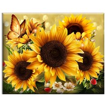 FASEN diy보석십자수 캔버스 형액자 세트 40cm x 50cm, AYW-12해바라기 2