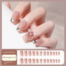 붙이는젤네일 네일팁 중간 길이 착용 가능 귀여운 네일 프레스 다채로운 스티커 분리형 매, 한개옵션1, 38 New False nails 16