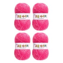 울클럽 별꽃수세미 DIY 고급수세미실 4볼세트 + 동영상제공, 124형광핑크