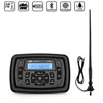 종다리 스피커 마린 스테레오 블루투스 방수 보트 오디오 fm am 자동차 mp3 플레이어 + rv utv 골프 카트 트랙터 오토바이 용 보트 라디오 안테나, 없음