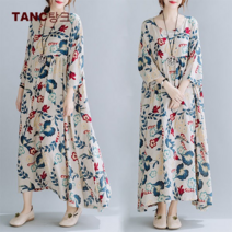 juer 빅사이즈 빅플라워나염패턴 롱원피스 홈웨어