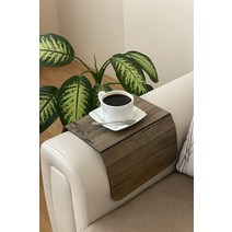 보관함 정리함 소파 팔걸이 나무 정리 사이드 테이블 패드 단열 컵 홀더 트레이 안락 의자 TV 원격 제어 핸드폰, [02] 브라운