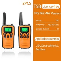 ABBREE 워키 토키 PMR/FRS UHF 미니 라디오 최대 8 KM 범위 핸드 헬드 햄 양방향 라디오 커뮤니케이터 송수신기 2/4/6 피스, T5B orange 2PCS