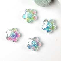 오로라코팅 꽃모양 아크릴비즈(10개), 민트