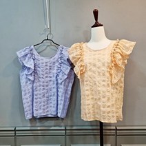 [바보사랑] 사이즈 좋은 지지미 프릴 나시 큐빅블라우스 2컬러
