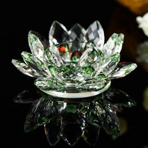크리스탈 로터스 플라워 캔들 홀더 부처님 홈 데코 장식품 촛대 티 라이트 종교 활동 candelabra, 녹색