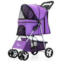 DOOGO 반려동물 유모차 접이식 중소형 반려동물 강아지 유모차 고양이유모차, 퍼플