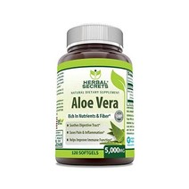 멀티비타민 Herbal Secrets Aloe Vera Natural Dietary Supplements 120 Softgels 5000 Mg, 120 Count (Pack of 1)