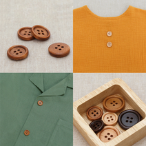 소잉데일리] 나무단추 모음_ 단색 컬러 캐릭터 장식 등, 5. 사이즈별 나무단추 세트, 오르페 내추럴 58284